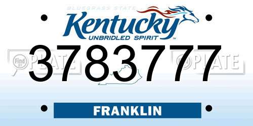 3783777 Kentucky License Plate