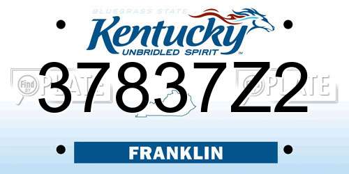 37837Z2 Kentucky License Plate
