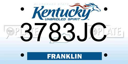 3783JC Kentucky License Plate