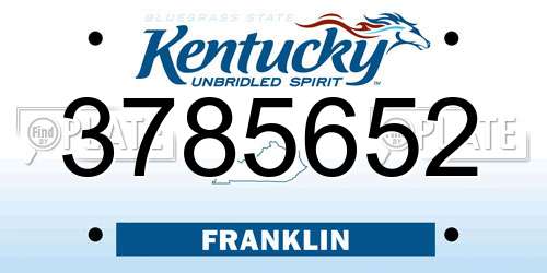 3785652 Kentucky License Plate
