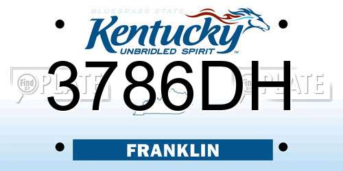 3786DH Kentucky License Plate