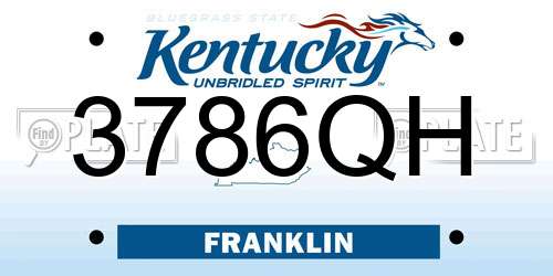 3786QH Kentucky License Plate