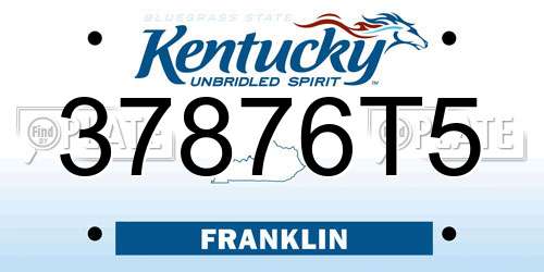 37876T5 Kentucky License Plate