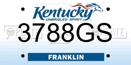 3788GS Kentucky License Plate