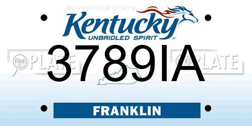 3789IA Kentucky License Plate