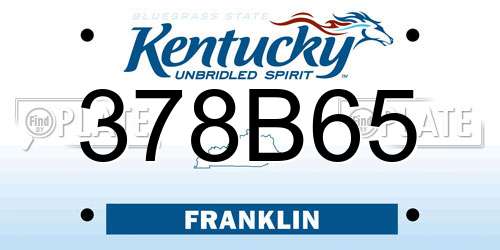378B65 Kentucky License Plate