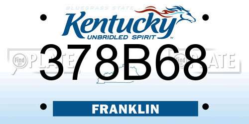 378B68 Kentucky License Plate