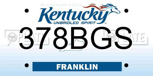 378BGS Kentucky License Plate