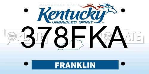 378FKA Kentucky License Plate