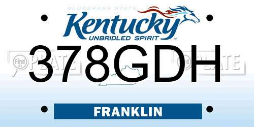 378GDH Kentucky License Plate