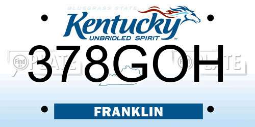 378GOH Kentucky License Plate