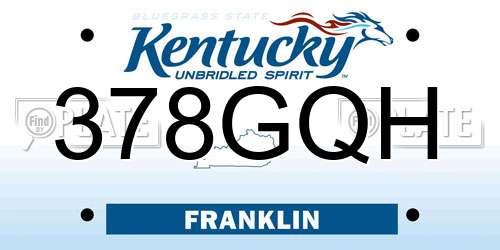 378GQH Kentucky License Plate