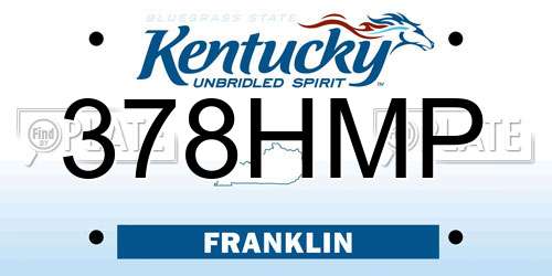 378HMP Kentucky License Plate