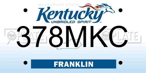 378MKC Kentucky License Plate
