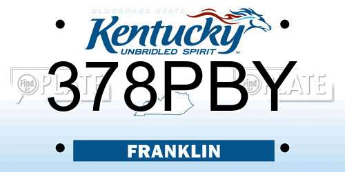 378PBY Kentucky License Plate