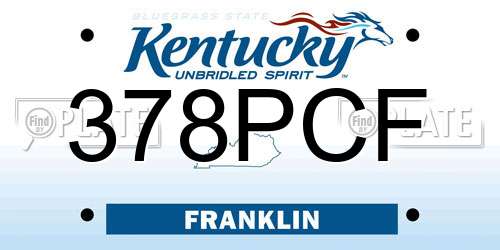 378PCF Kentucky License Plate