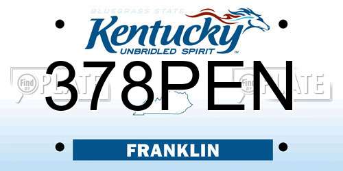 378PEN Kentucky License Plate