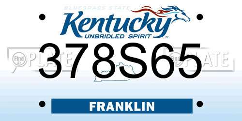 378S65 Kentucky License Plate