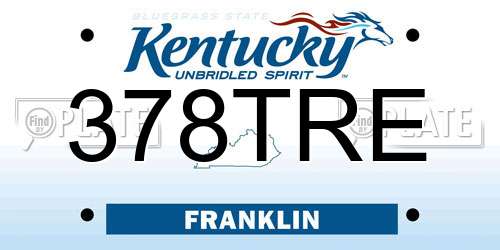 378TRE Kentucky License Plate