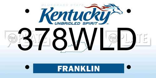 378WLD Kentucky License Plate