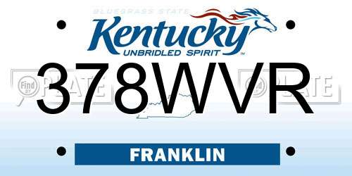 378WVR Kentucky License Plate