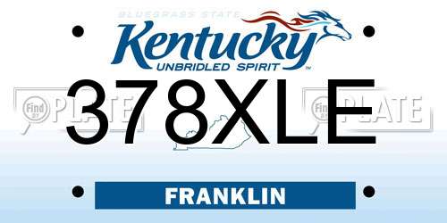 378XLE Kentucky License Plate