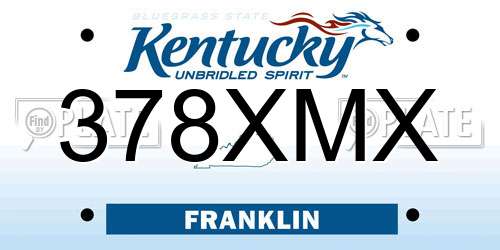378XMX Kentucky License Plate