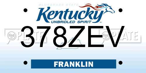 378ZEV Kentucky License Plate