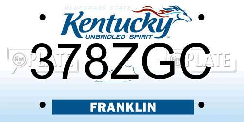 378ZGC Kentucky License Plate
