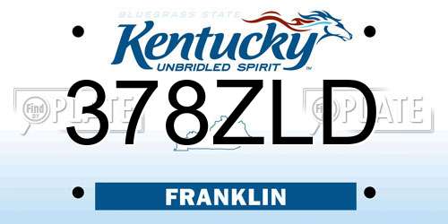 378ZLD Kentucky License Plate