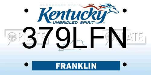 379LFN Kentucky License Plate