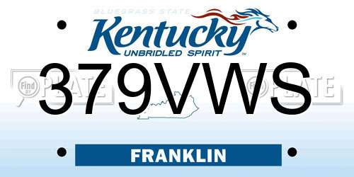 379VWS Kentucky License Plate