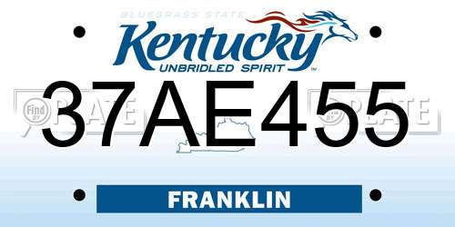 37AE455 Kentucky License Plate