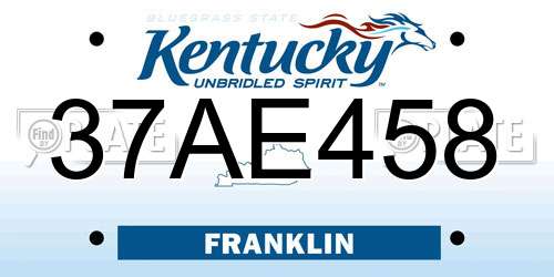 37AE458 Kentucky License Plate