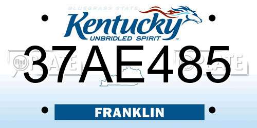 37AE485 Kentucky License Plate