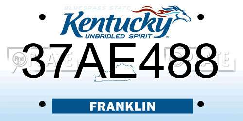 37AE488 Kentucky License Plate