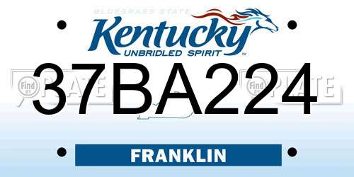 37BA224 Kentucky License Plate