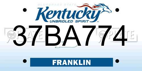 37BA774 Kentucky License Plate