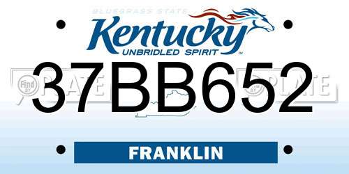 37BB652 Kentucky License Plate