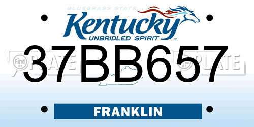 37BB657 Kentucky License Plate