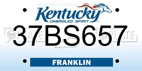 37BS657 Kentucky License Plate