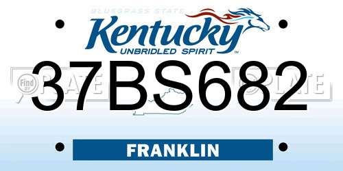 37BS682 Kentucky License Plate