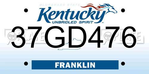 37GD476 Kentucky License Plate