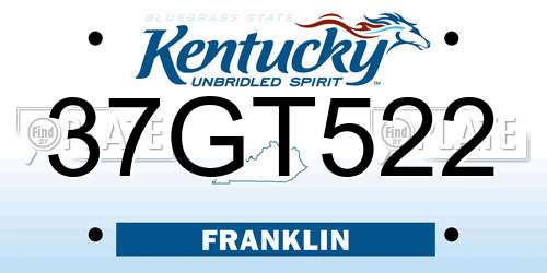 37GT522 Kentucky License Plate