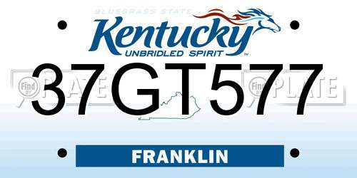 37GT577 Kentucky License Plate