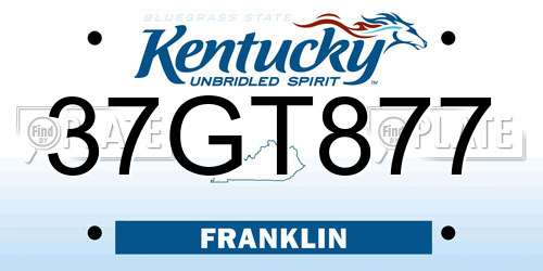 37GT877 Kentucky License Plate