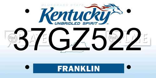 37GZ522 Kentucky License Plate