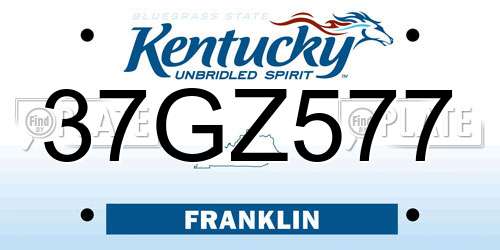 37GZ577 Kentucky License Plate