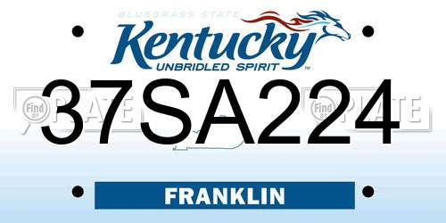37SA224 Kentucky License Plate