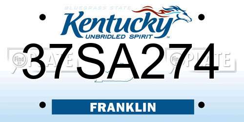 37SA274 Kentucky License Plate
